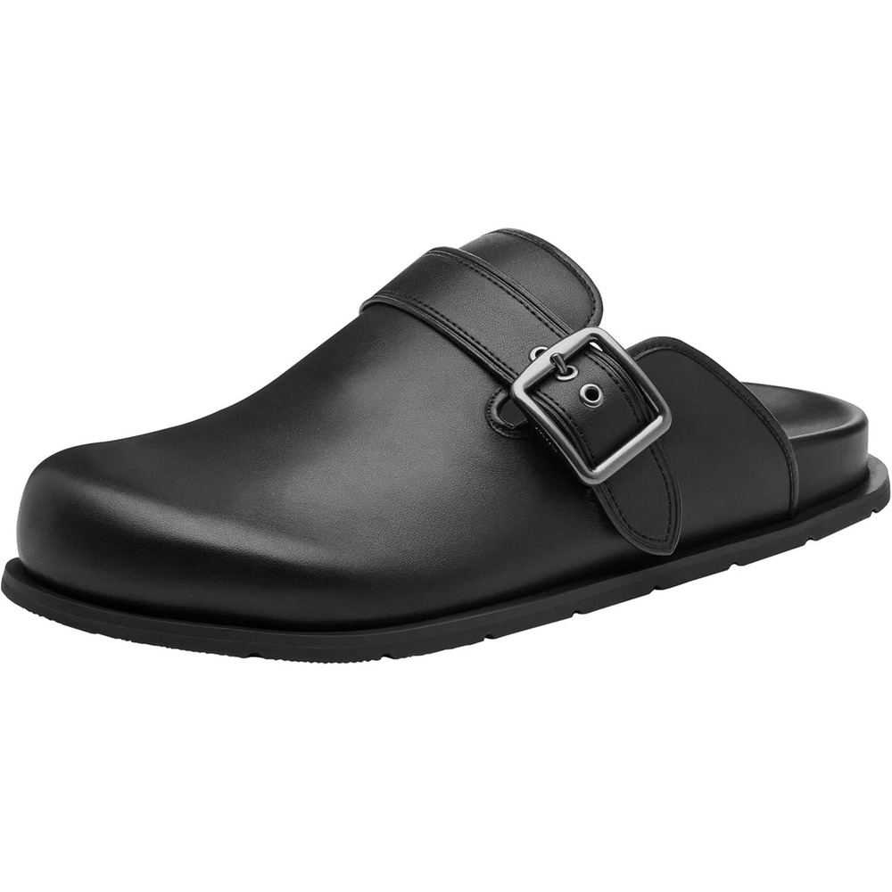 Coach Mens Black Leather Buckle Clog 11 D